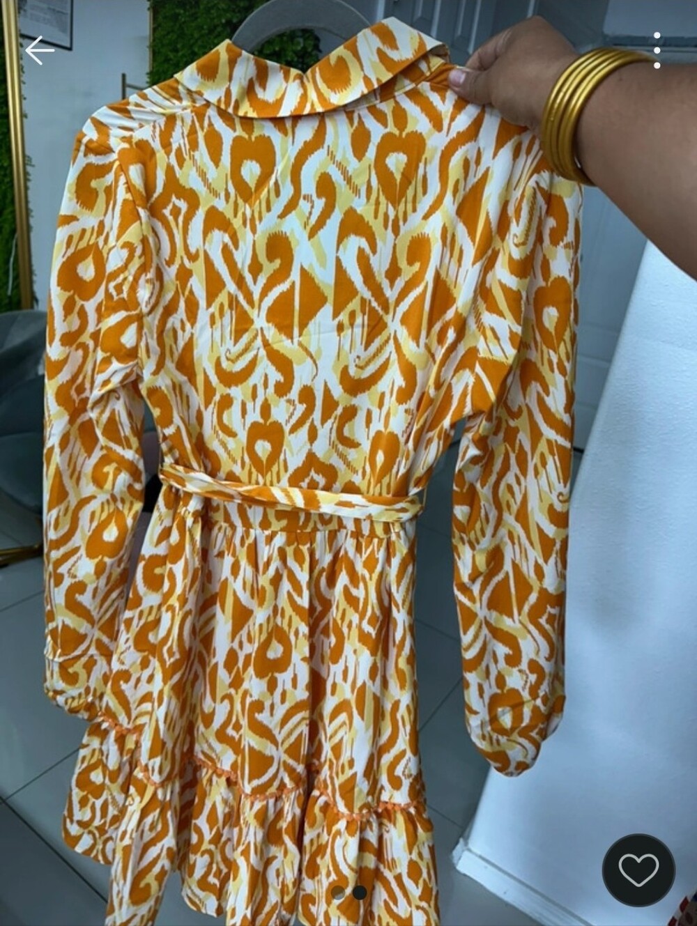 Umgee Orange & White Printed Tie-Waist Mini Dress - Picture 2 of 3